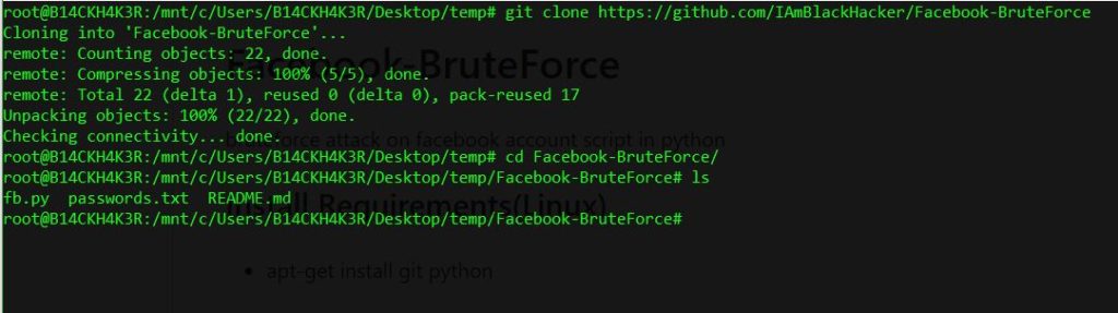 facebreak facebook brute force programming