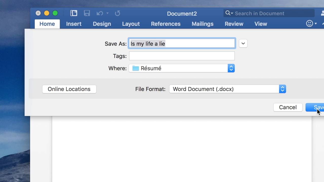 how save word document as pdf in word for mac